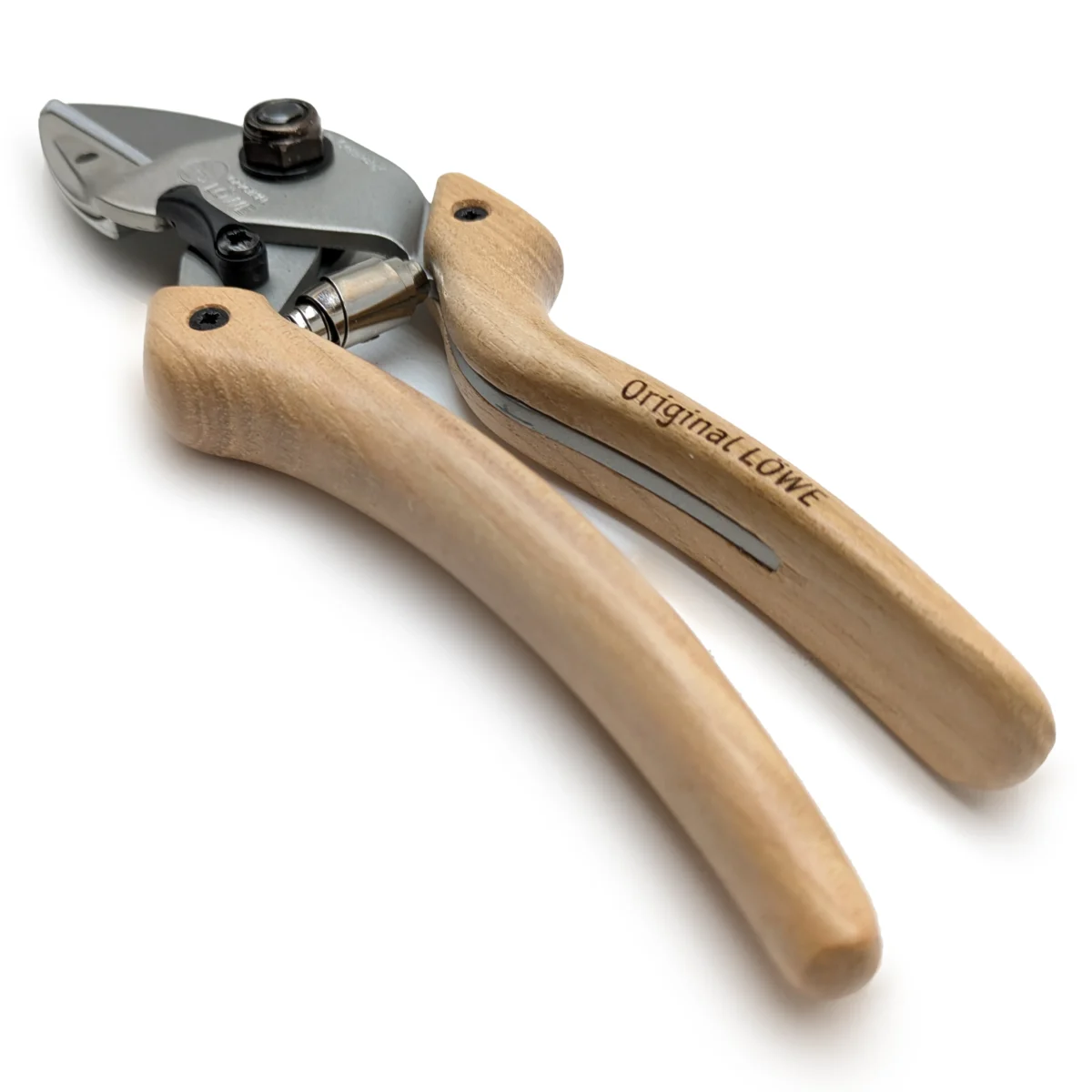 Gartenschere Holzgriffe Hickory nach innen geschwungener Griff