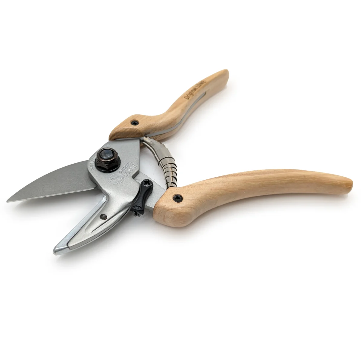 Gartenschere Holzgriffe Hickory nach innen geschwungener Griff