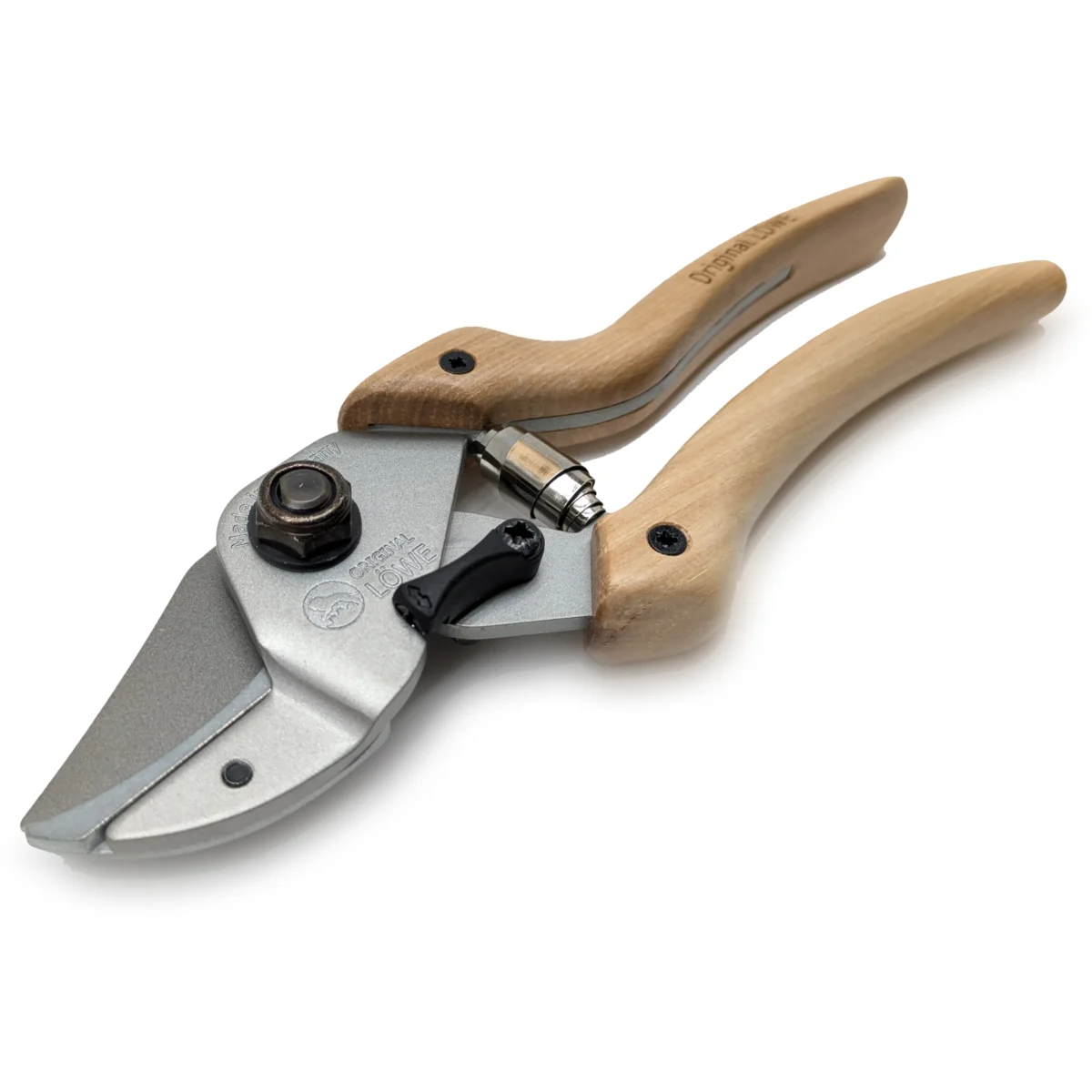 Gartenschere Holzgriffe Hickory nach innen geschwungener Griff